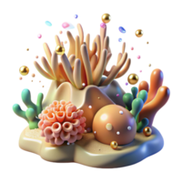 wonderful vintage Coral Reef with Sunlight Isolated Element Bright Scene high quality png