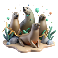 wonderful abstract Ai Tracking Sea Lion Colony Isolated authentic png