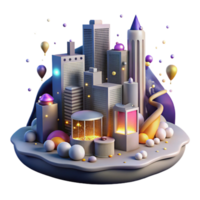 serene modern City at Night with Noise Pollution Overlay Isolated genuine png
