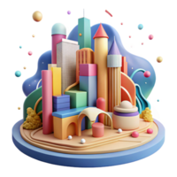 serene traditional Colorful Mural Cityscape Cutout with Perspective View original png