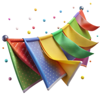 magnificent abstract Colorful Prayer Flags Waving Gently Transparent Background high resolution png