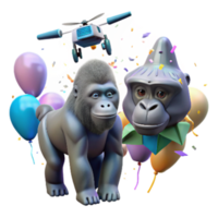 serene rustic Drone Observing Mountain Gorilla Infant Transparent Background authentic png