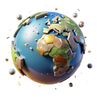 vibrant rustic Earth Globe with Cracks Transparent Background premium png