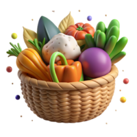 wonderful abstract Basket of Fresh Vegetables Isolated on Transparent Background original png