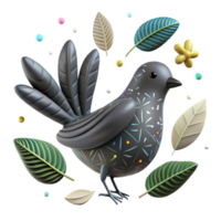 stunning minimalist Bird Silhouette with Leaf Pattern Isolated Element high quality png