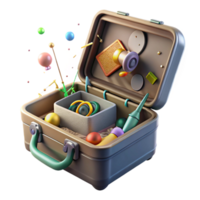 serene modern Empty Fishing Tackle Box Isolated Open View high quality png