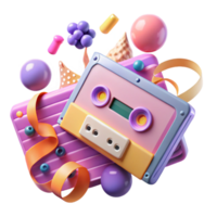 serene artistic Cassette Tape and Player Isolated with Shadow authentic png