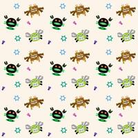 Seamless pattern colorful doodle cartoon robot crabs in various whimsical designs and expressions. vector