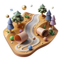 impressive creative Forest Path Winding Trail Cutout Green Brown Hues authentic png