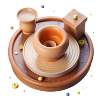 stunning rustic Ceramic Clay Potters Wheel Top View Isolated original png