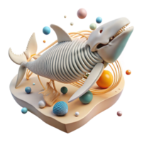 dramatic vintage D Model of Whale Skeleton Anatomical View Isolated high resolution png