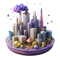 serene artistic City Skyline with Smog and Pollution Isolated Background detailed png