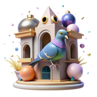 elegant abstract Building with Pigeon Nest Isolated Detailed View authentic png