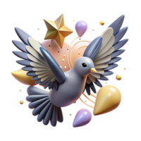 elegant rustic Bird in Flight with Clouds Isolated Element detailed png