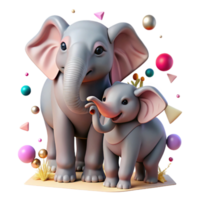 stunning abstract Elephant Calf Embracing Mother Isolated genuine png