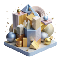 wonderful artistic Abstract Architectural Design with Geometric Shapes Transparent Background png