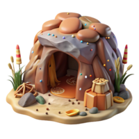 beautiful minimalist Cave Dwelling with Prehistoric Art Transparent Background detailed png