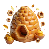extraordinary artistic Beehive with Honeycomb Cutout premium png