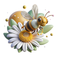 magnificent minimalist Bee Collecting Pollen From Daisy Isolated exclusive png