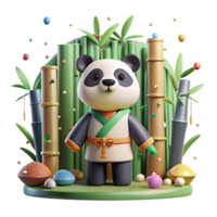 magnificent artistic Ai Monitoring Panda in Bamboo Forest Cutout exclusive png