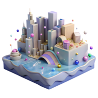 stunning rustic Flooded Cityscape Side View Isolated original png