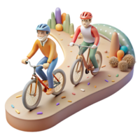 elegant modern Bicycle Riders on Community Path premium png