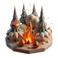 stunning rustic Burning Forest Top View Transparent Background detailed png