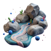 magnificent classic Clear Stream Flowing Over Rocks Isolated Element premium png