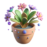 vibrant abstract Flowering Plant in Pot Side View Isolated png
