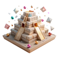 elegant modern Aztec Pyramid Structure Stone Blocks Transparent premium png