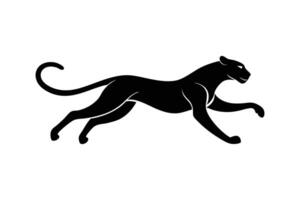 Silhouette art illustration of a sprinting cheetah with long legs and tail in motion vector