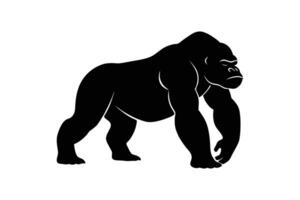 Silhouette art illustration of a gorilla walking forward on knuckles vector