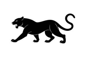 Silhouette art illustration of a pouncing panther with arched back and extended claws vector