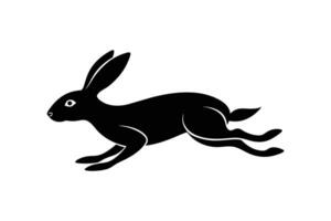 Silhouette art illustration of a rabbit in mid-run and ears trailing back vector