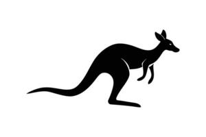 Silhouette art illustration of a kangaroo mid-hop with tail extended for balance vector