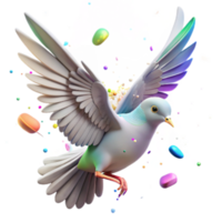 vibrant rustic Bird in Flight with Clouds Isolated Element authentic png