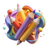 vibrant modern Colorful Pencils Art Collaboration Transparent Background genuine png