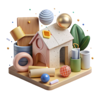 dramatic modern Eco Friendly Home Products Flat Lay Isolated on Transparent Background high resolution png