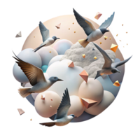 extraordinary creative Bird Migration Flight Formation Cutout Cloudy Sky Transparent Background png