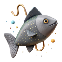 stunning traditional Fish Silhouette with Hook Isolated White Background high resolution png