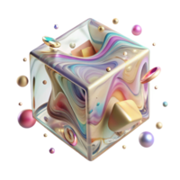 serene rustic Floating Cube Glass Material Transparent Background high quality png