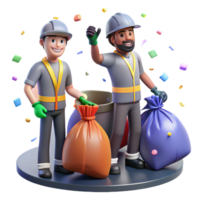 magnificent vintage Community Cleanup Crew with Trash Bags Isolated original png