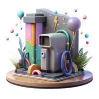 wonderful traditional Electric Vehicle Charging Station Urban Landscape Transparent Background genuine png