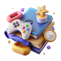 dramatic rustic Game Based Learning Icon Game Controller and Learning Materials Isolated png
