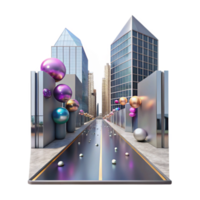 dramatic abstract City Street with Reflections Isolated Element detailed png