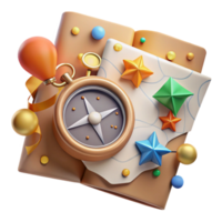 stunning rustic Compass and Map Adventure Theme Transparent Background Cutout high quality png