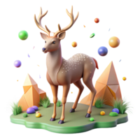 elegant minimalist Deer Grazing in Meadow Soft Lighting Isolated authentic png