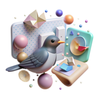beautiful vintage Ai Analyzing Bird Migration Patterns Transparent Background png