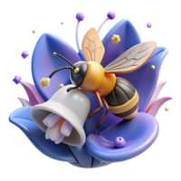 beautiful vintage Bumblebee on Bluebell Close Up Isolated authentic png