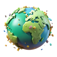 magnificent artistic Earth Globe with Green Overlay Soft Lighting Transparent high resolution png